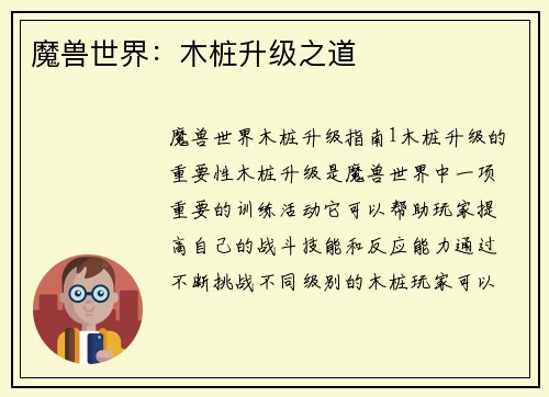 魔兽世界：木桩升级之道